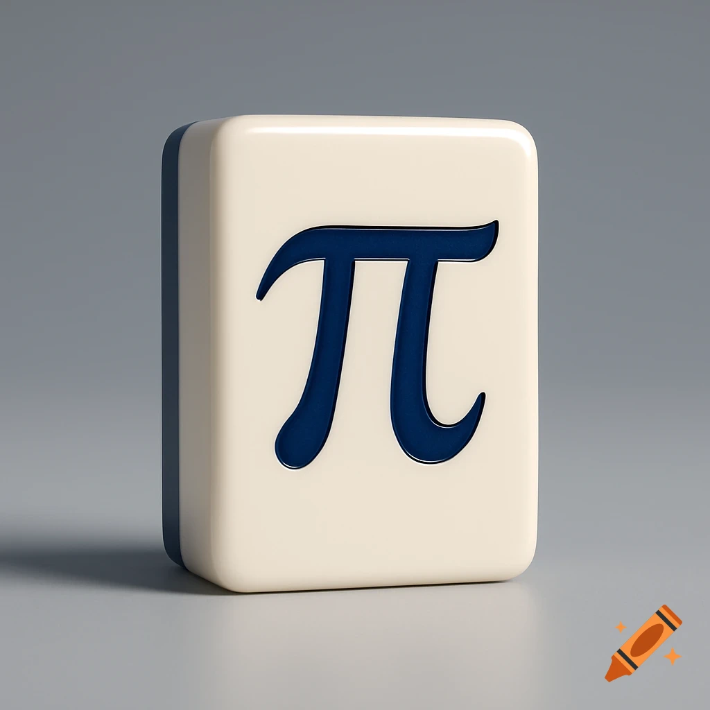 Off-white mahjong tile with a dark blue Greek letter Pi (") on a gray background.