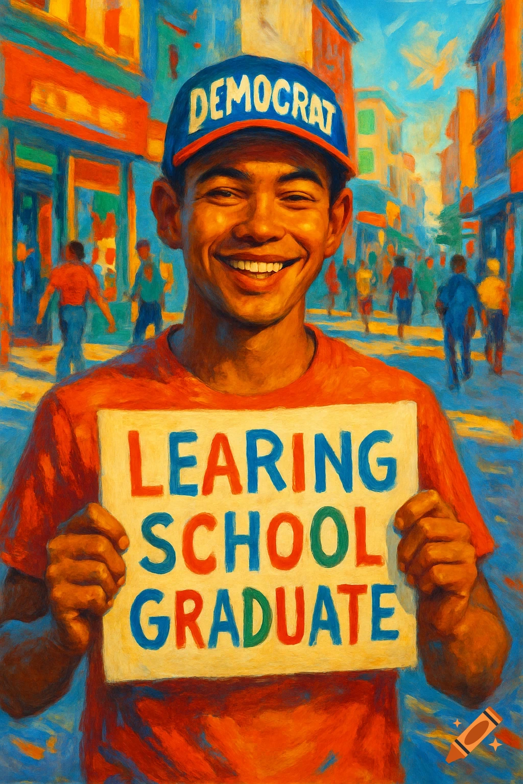 A smiling young man in a blue \