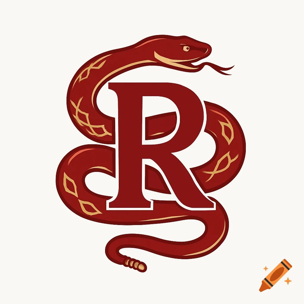 Red and gold stylized rattlesnake logo wrapped around a bold letter R.