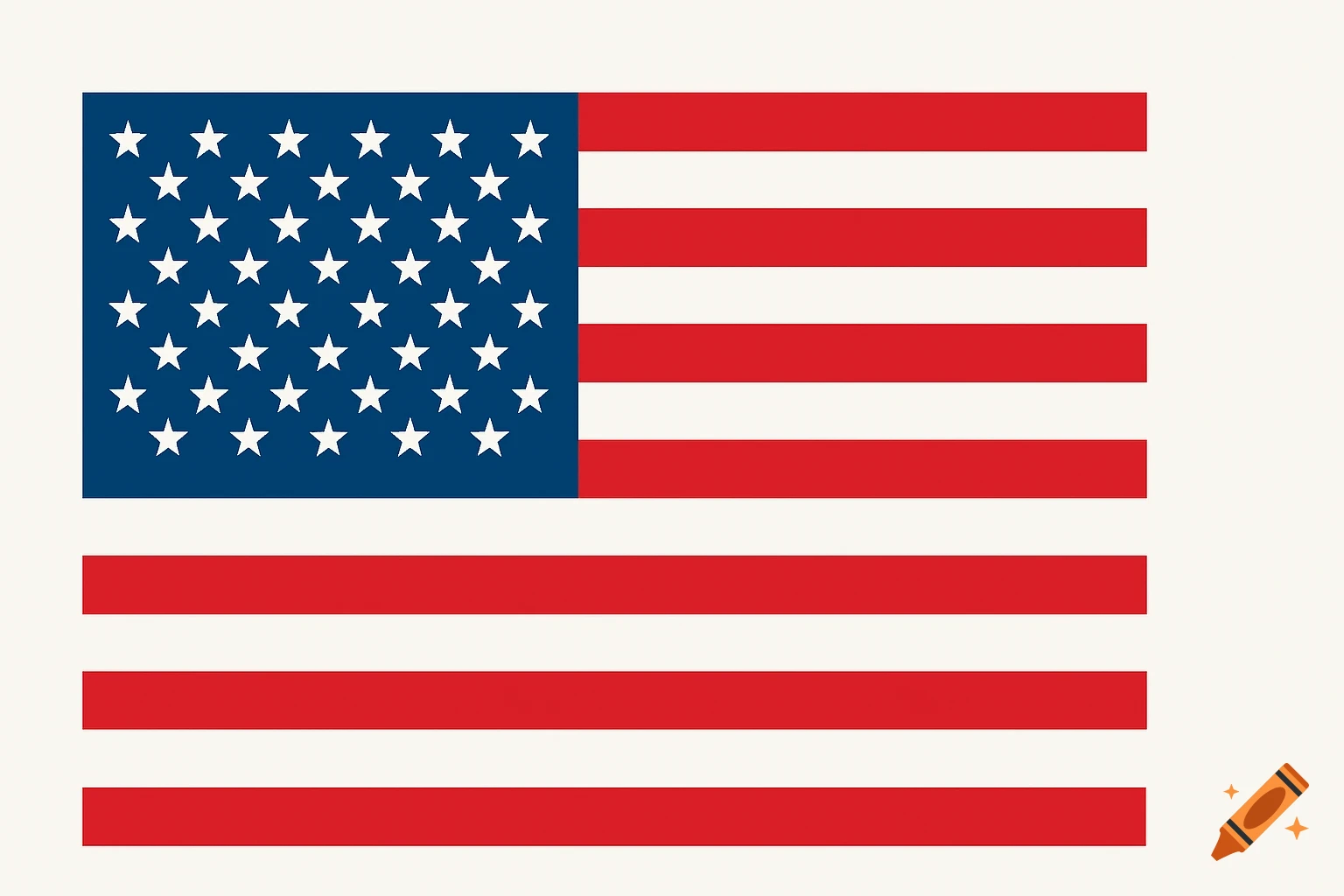 A graphic illustration of the American flag, featuring red and white stripes and a blue field with white stars.