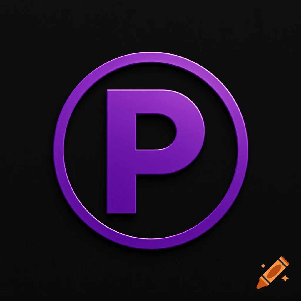 A stylized purple letter P inside a purple circle on a black background.
