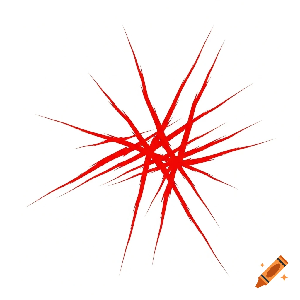 A graphic of multiple intersecting sharp red lines forming a starburst ...