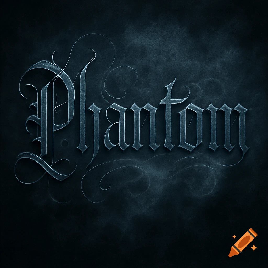 The word 'Phantom' in ornate, dark gothic script against a textured, shadowy background.
