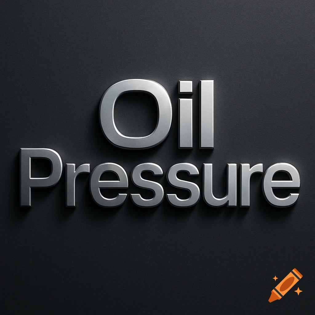 Metallic 3D text spelling 'Oil Pressure' on a dark gray textured background.