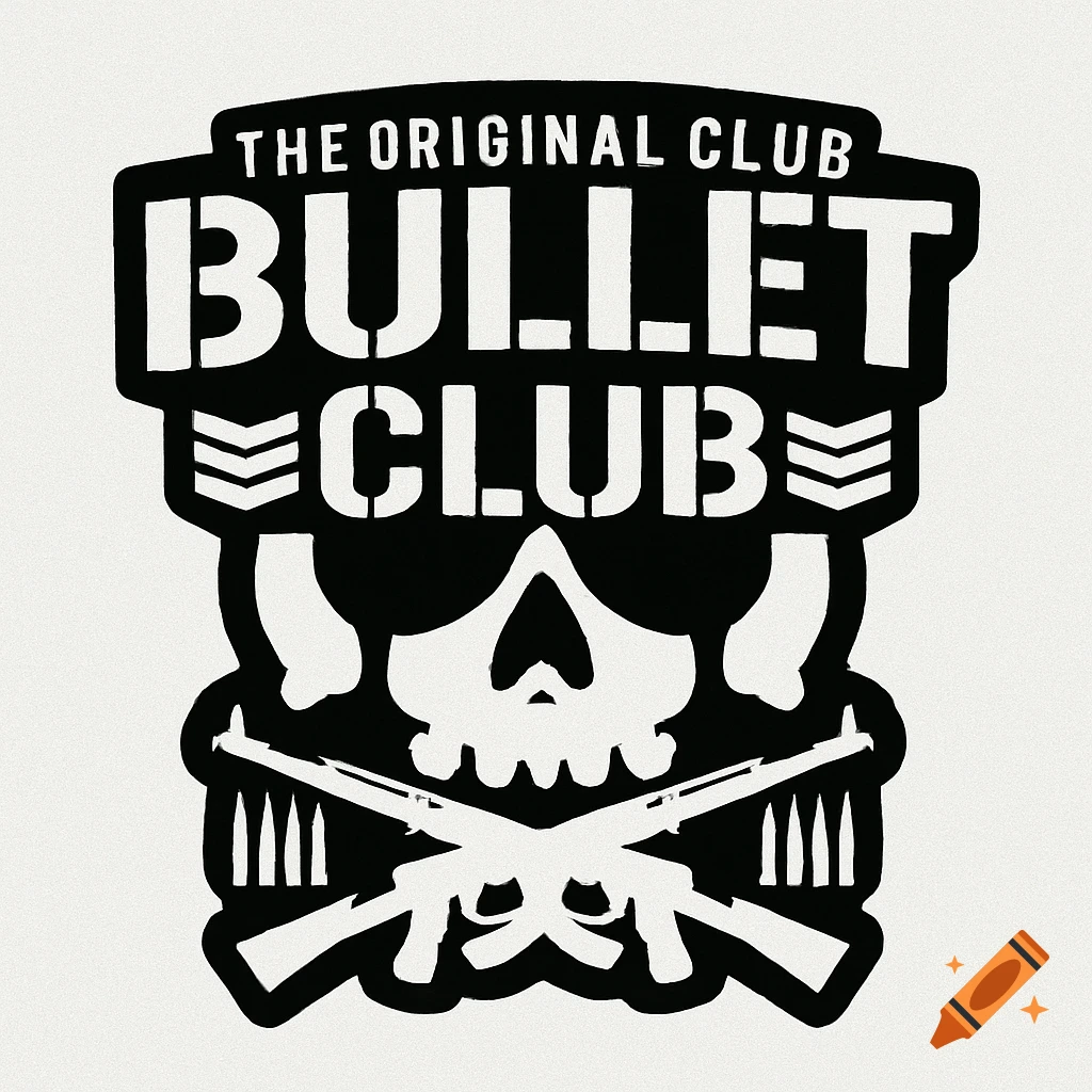 Black and white logo featuring a skull with crossed rifles, text 'THE ORIGINAL CLUB' and 'BULLET CLUB'.