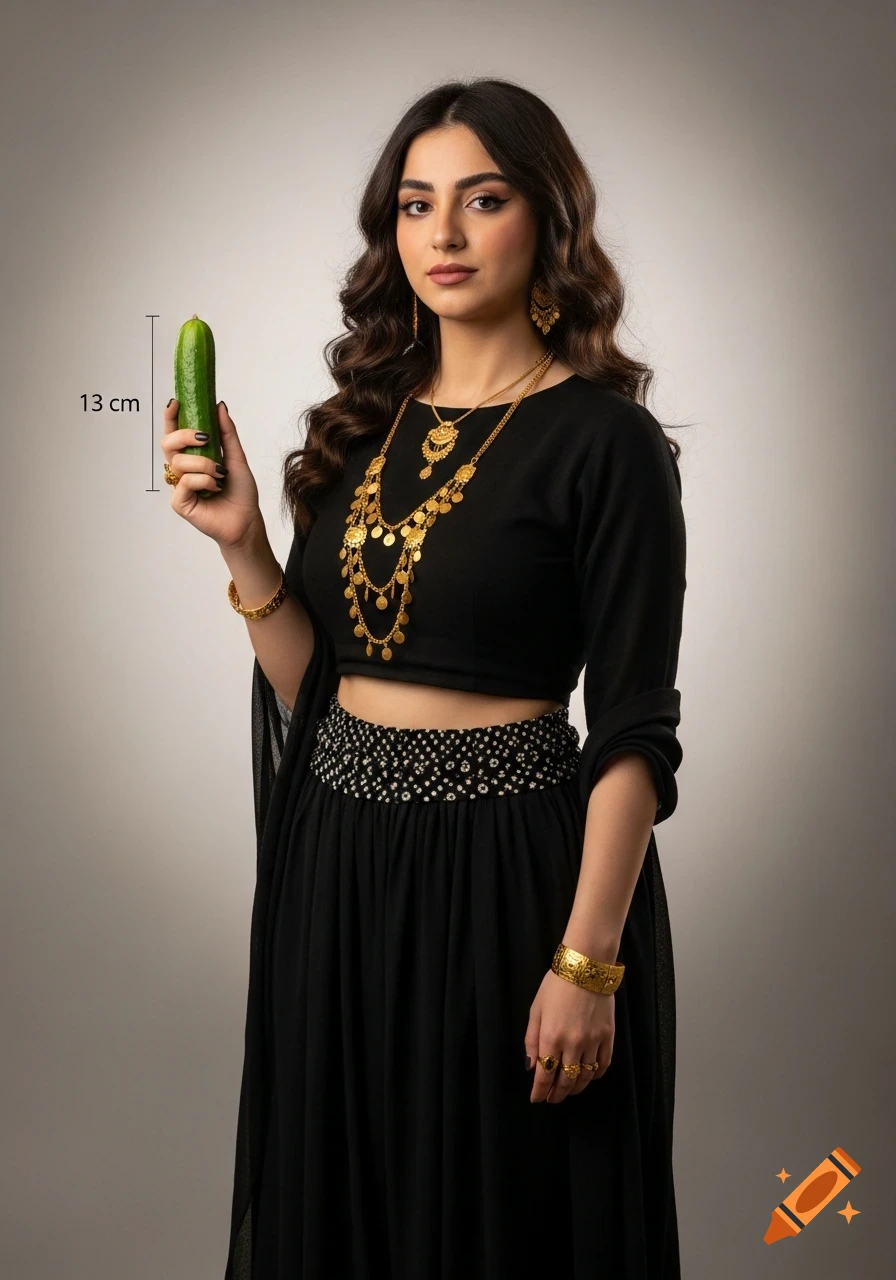 Photorealistic studio portrait of a young Kurdish woman in a black ...