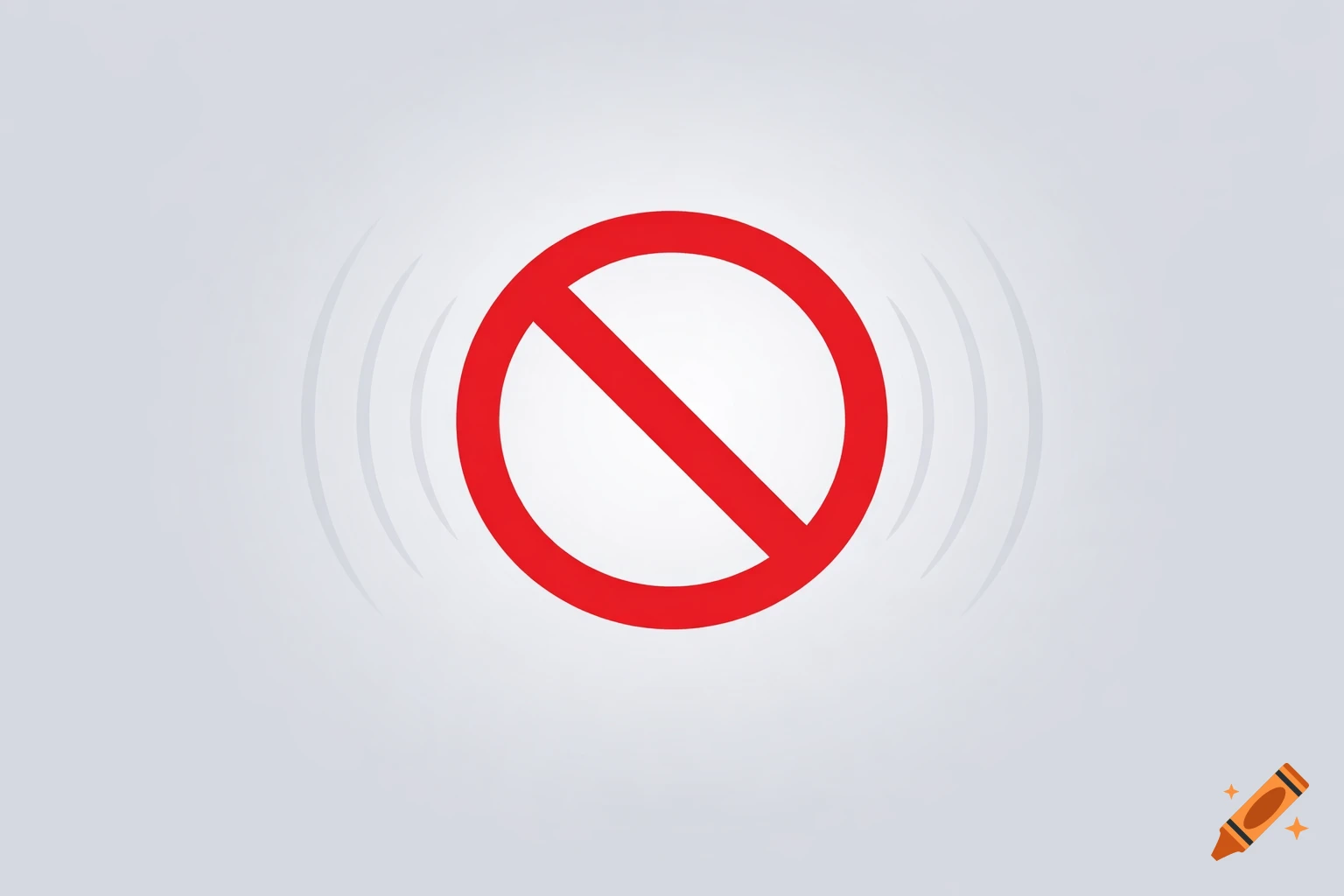 A red prohibition symbol on a light grey background with subtle wave patterns, minimalistic 2D graphic.