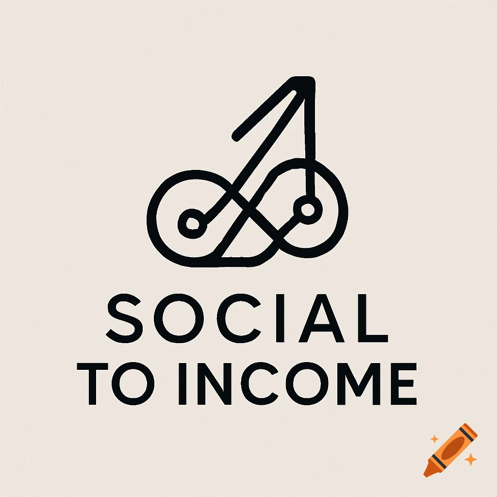 Minimalist black logo on light background featuring abstract interconnected lines above text 'SOCIAL TO INCOME'.