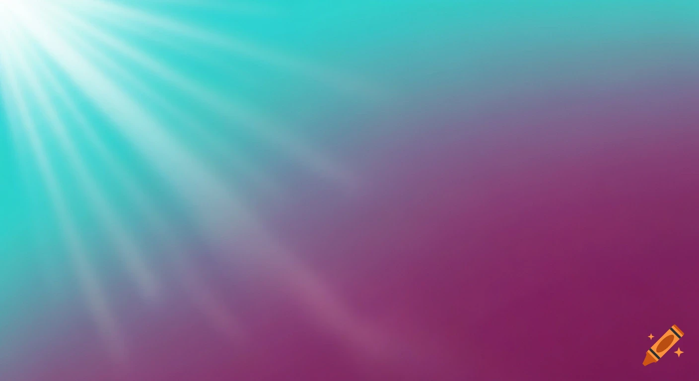 A vibrant gradient background transitioning from bright turquoise in the top left to deep magenta in the bottom right, with white light rays.