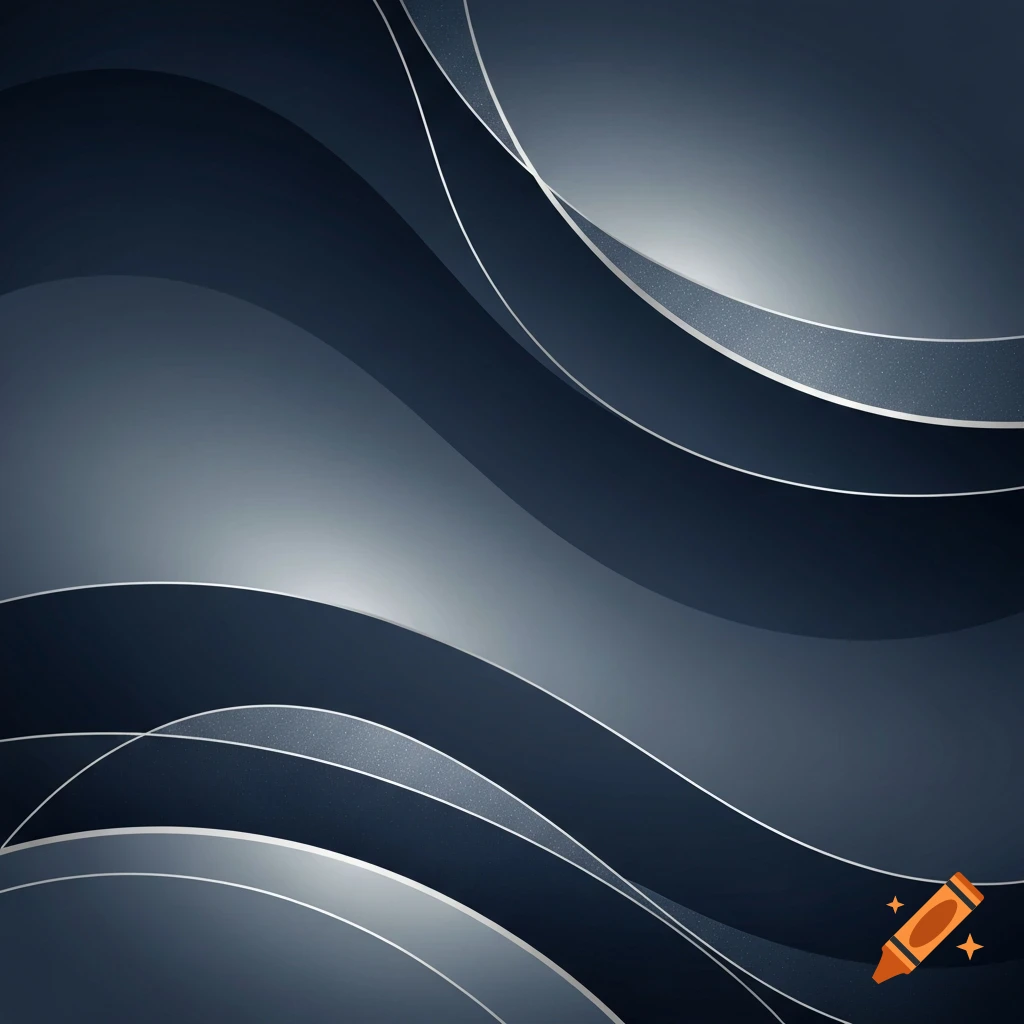 Abstract minimalist wallpaper with flowing dark blue and silver wavy lines and gradients.
