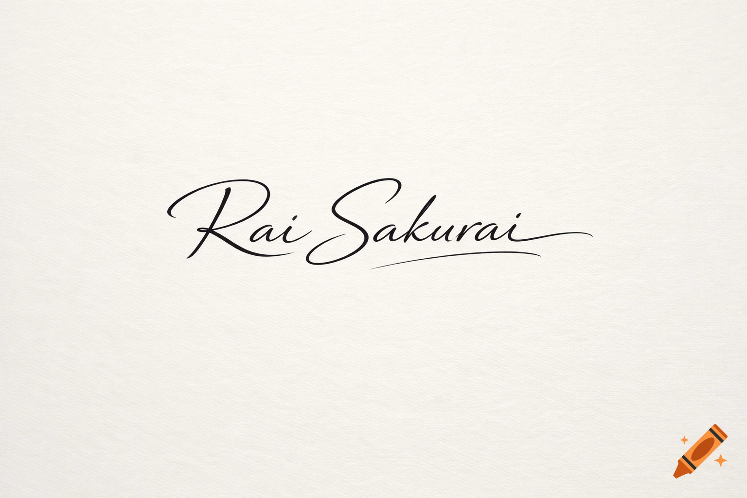 A flowing, elegant black handwritten signature 'Rai Sakurai' on a textured cream background.