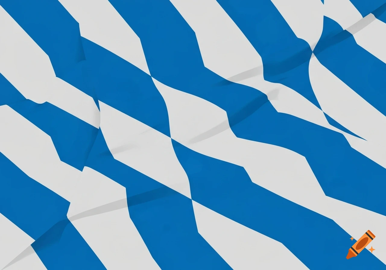 A close-up view of a blue and white diamond pattern, resembling the Bavarian flag, with subtle folds and shadows.