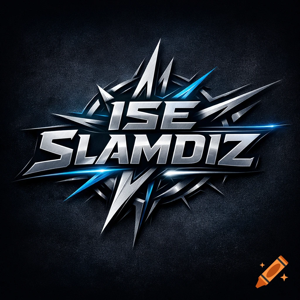A cool, metallic, and sharp band logo for 'Ise Slamdiz' with blue accents on a dark textured background.