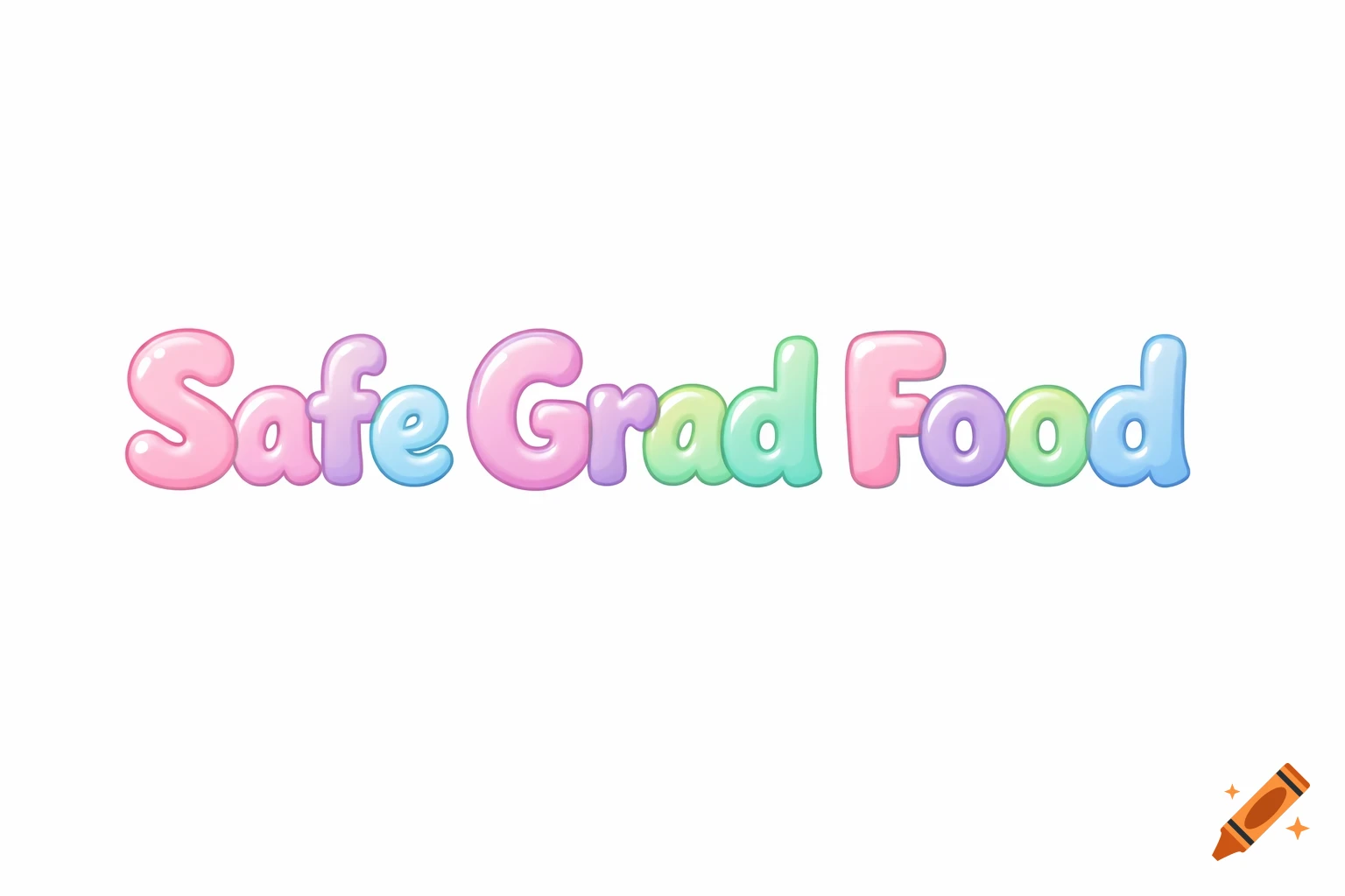 Pastel bubble letters spelling 'Safe Grad Food' on a white background.