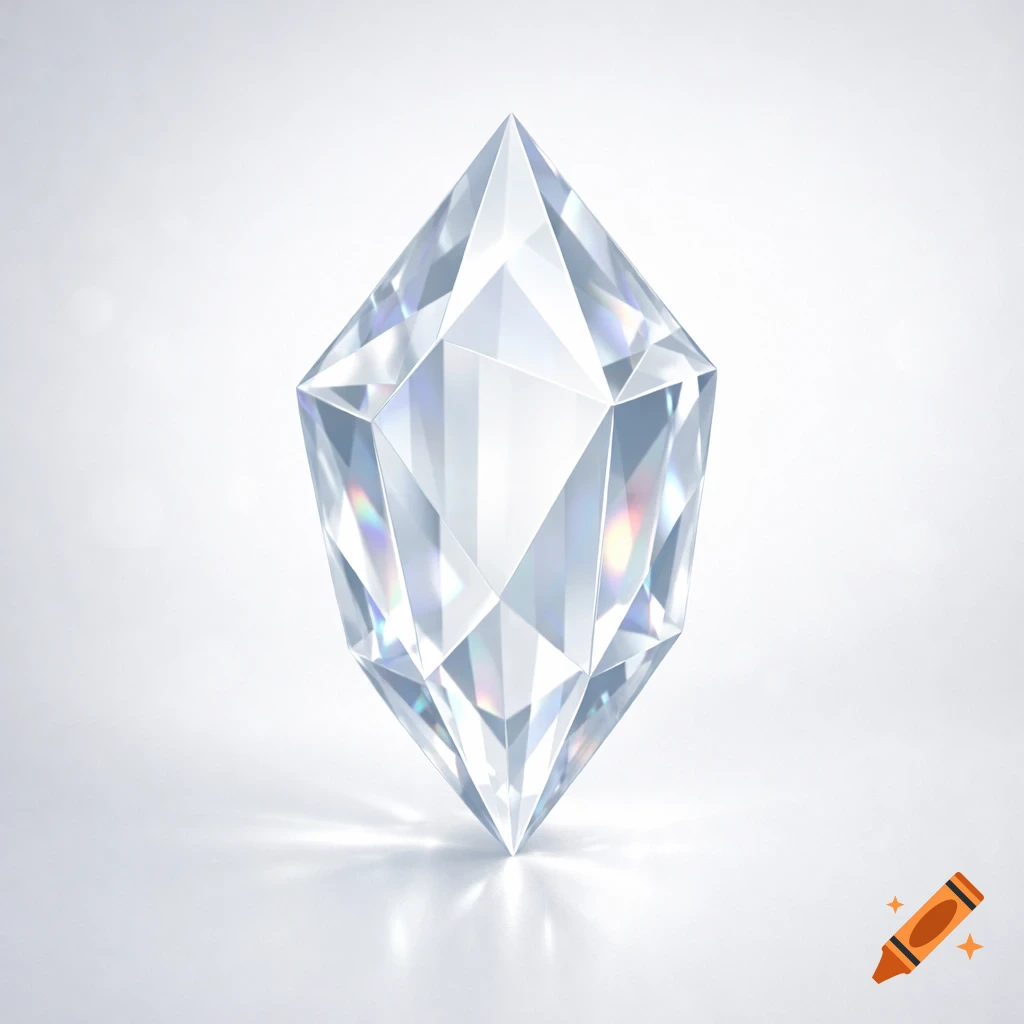 A sparkling clear faceted crystal in a modern design on a soft white background.