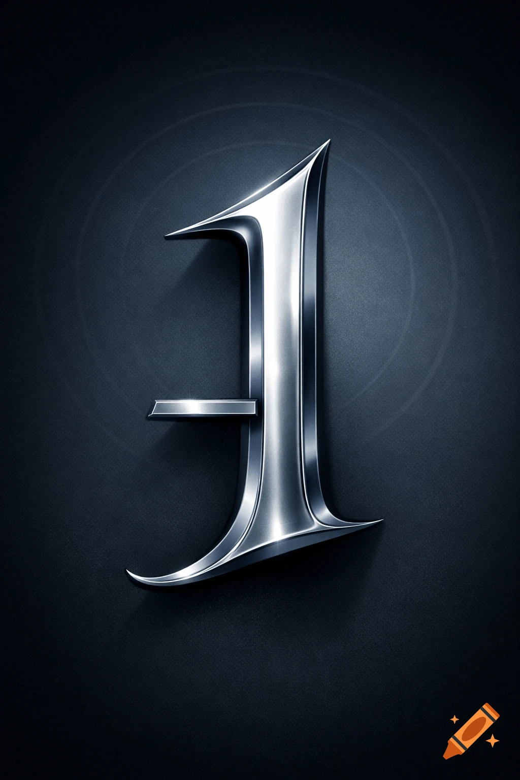 A highly stylized, metallic silver number one (1) on a dark, textured background.
