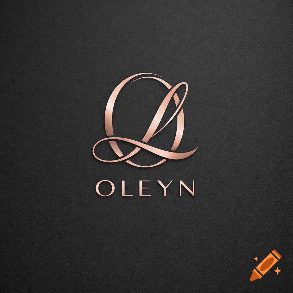 Rose gold O and L monogram logo for 'OLEYN' on a dark textured background.