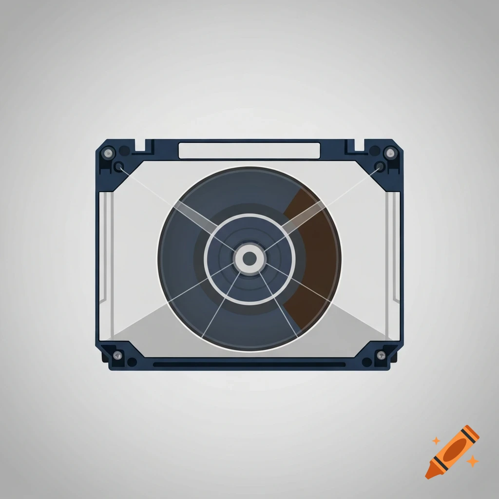 A stylized illustration of a QIC-80 tape backup cartridge with a visible reel, on a light gray background.