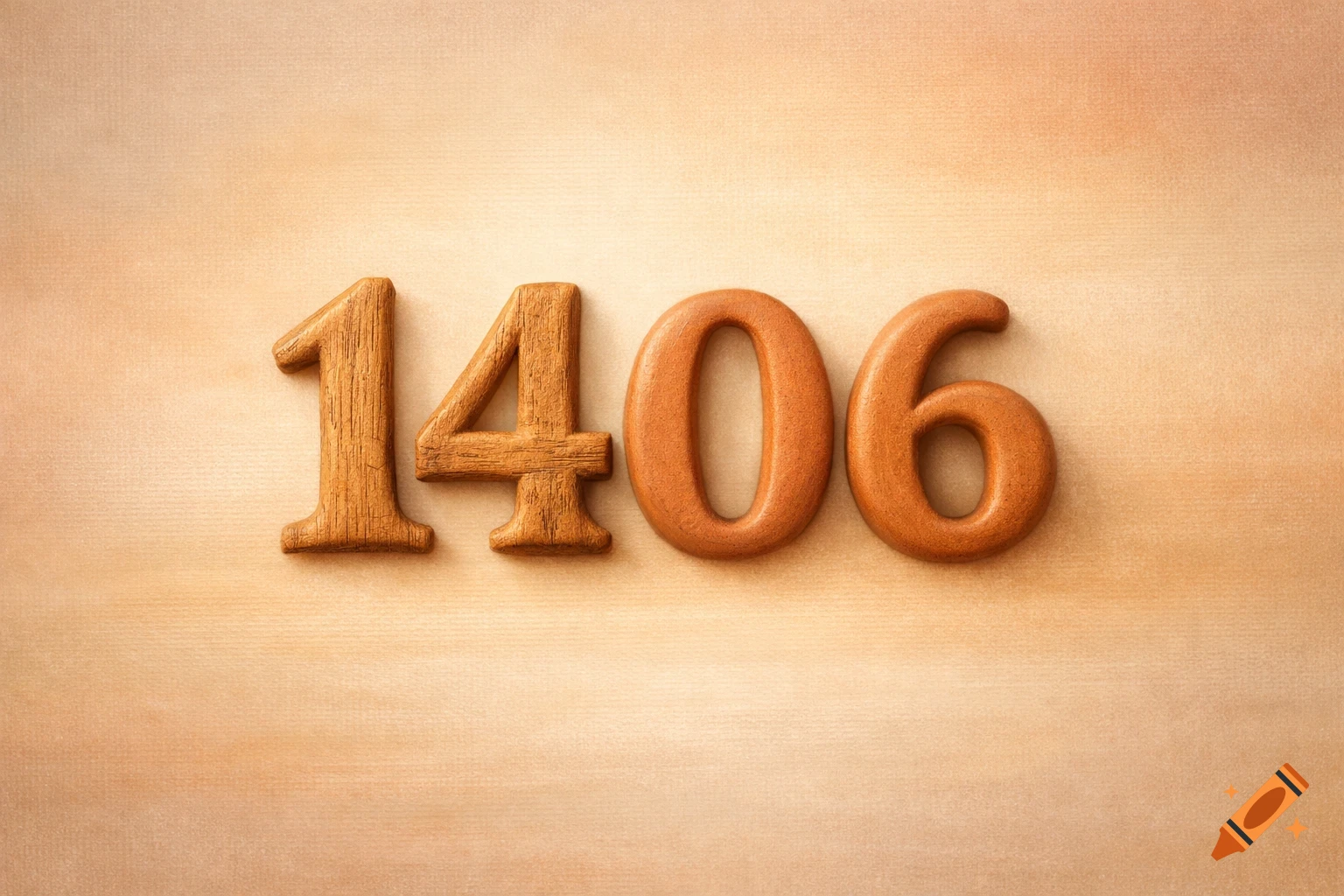 Wooden-textured numbers 1406 on a warm, simple beige background.