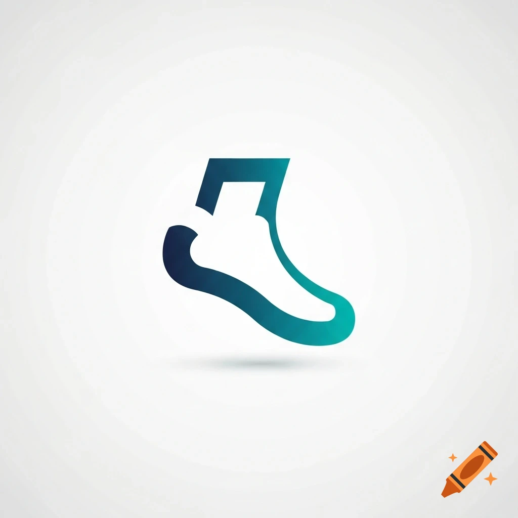 A stylized blue and green gradient logo depicting a foot or shoe shape.
