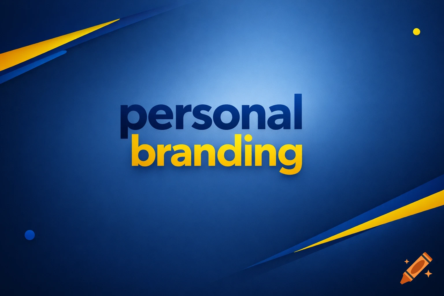 Modern graphic with 'personal branding' text in blue and yellow on a gradient blue background with abstract yellow and blue shapes.