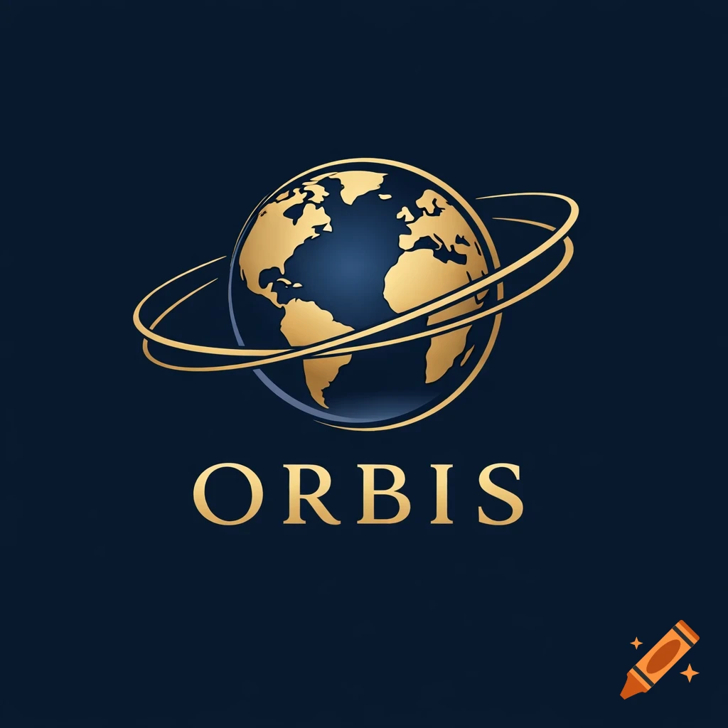 Elegant golden globe logo with orbital rings and the word 'ORBIS' on a dark blue background.