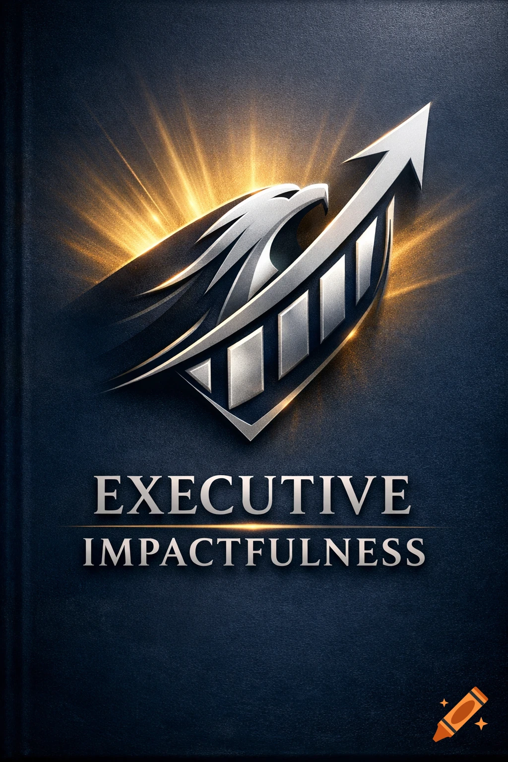 A metallic silver eagle and upward arrow logo on a dark textured background with the words 'EXECUTIVE IMPACTFULNESS'.