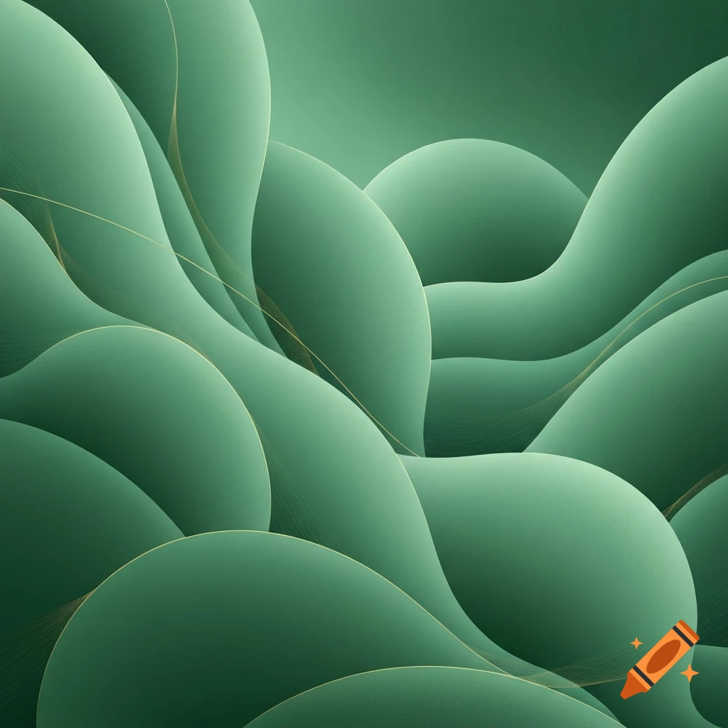 Abstract background with fluid, undulating shapes in shades of mint green, resembling soft waves or folds.