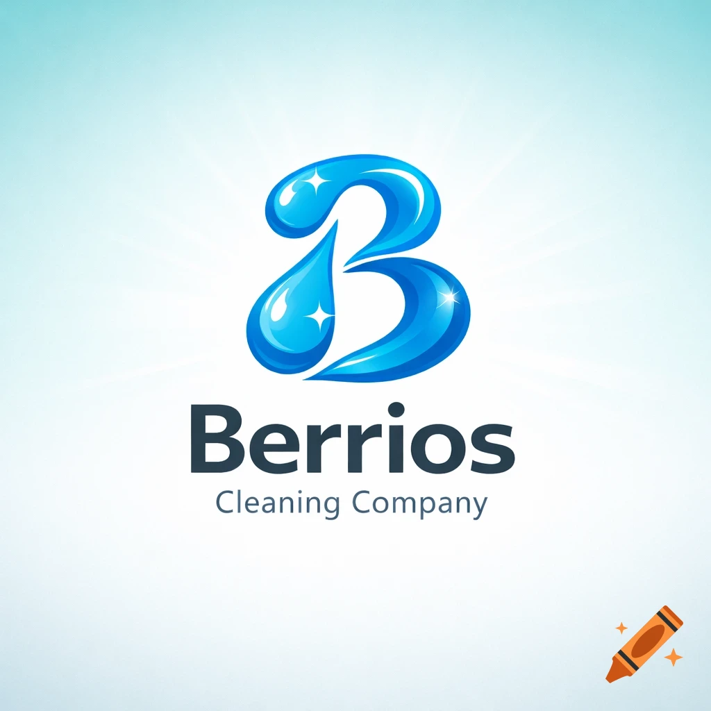 Berrios Cleaning Company logo featuring a stylized glossy blue letter B and a water drop.