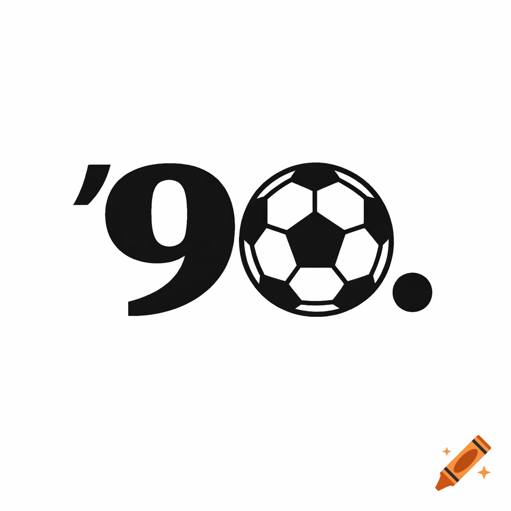 A minimalist black and white logo featuring a large '9' followed by a soccer ball replacing the '0', with a period after it.