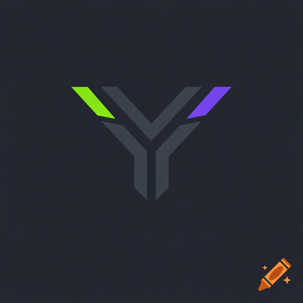 Stylized letter Y logo in dark gray with neon green and purple accents on a dark background.