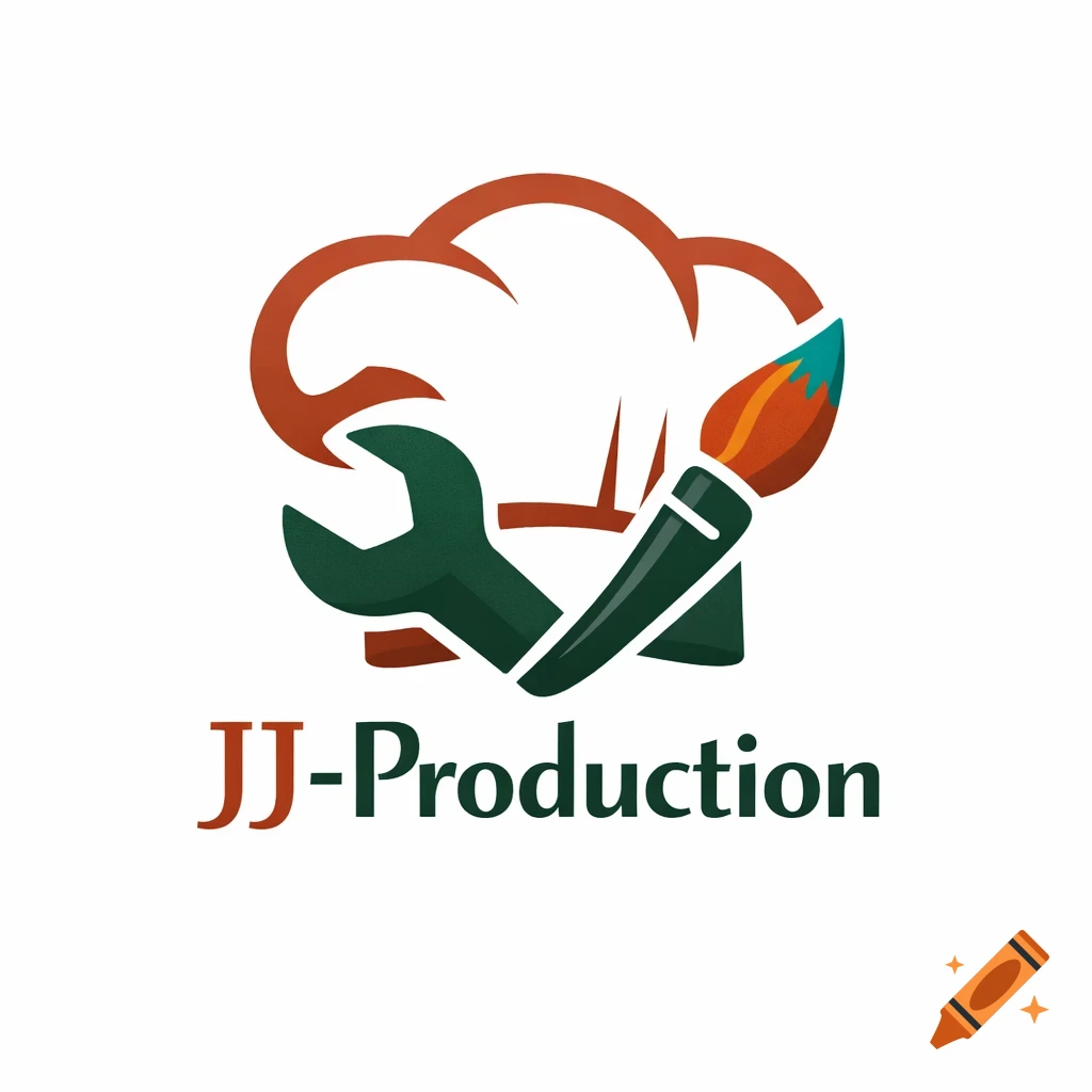 Logo featuring a chef's hat, a wrench, and a paintbrush, with the text 'JJ-Production' below.