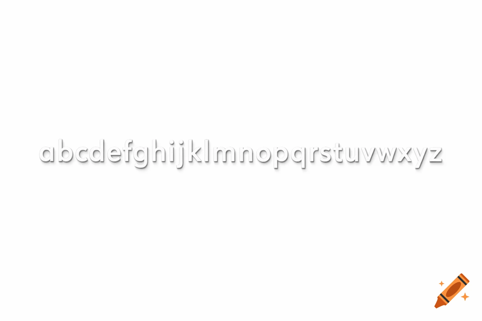 The lowercase English alphabet from a to z in a single line with a subtle shadow effect on a white background.
