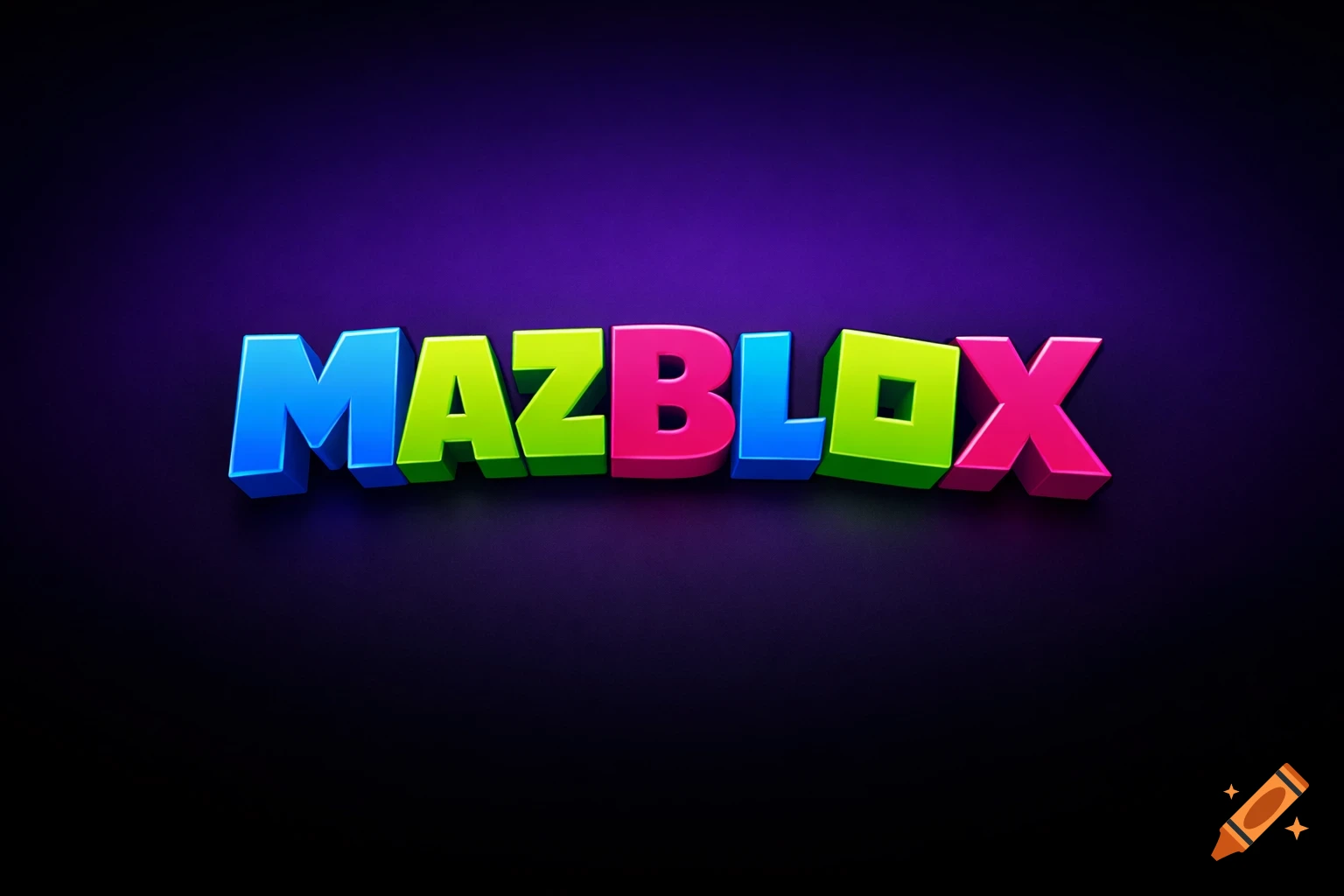 A colorful 3D text logo spelling 'MAZBLOX' with a shiny finish on a dark purple background.