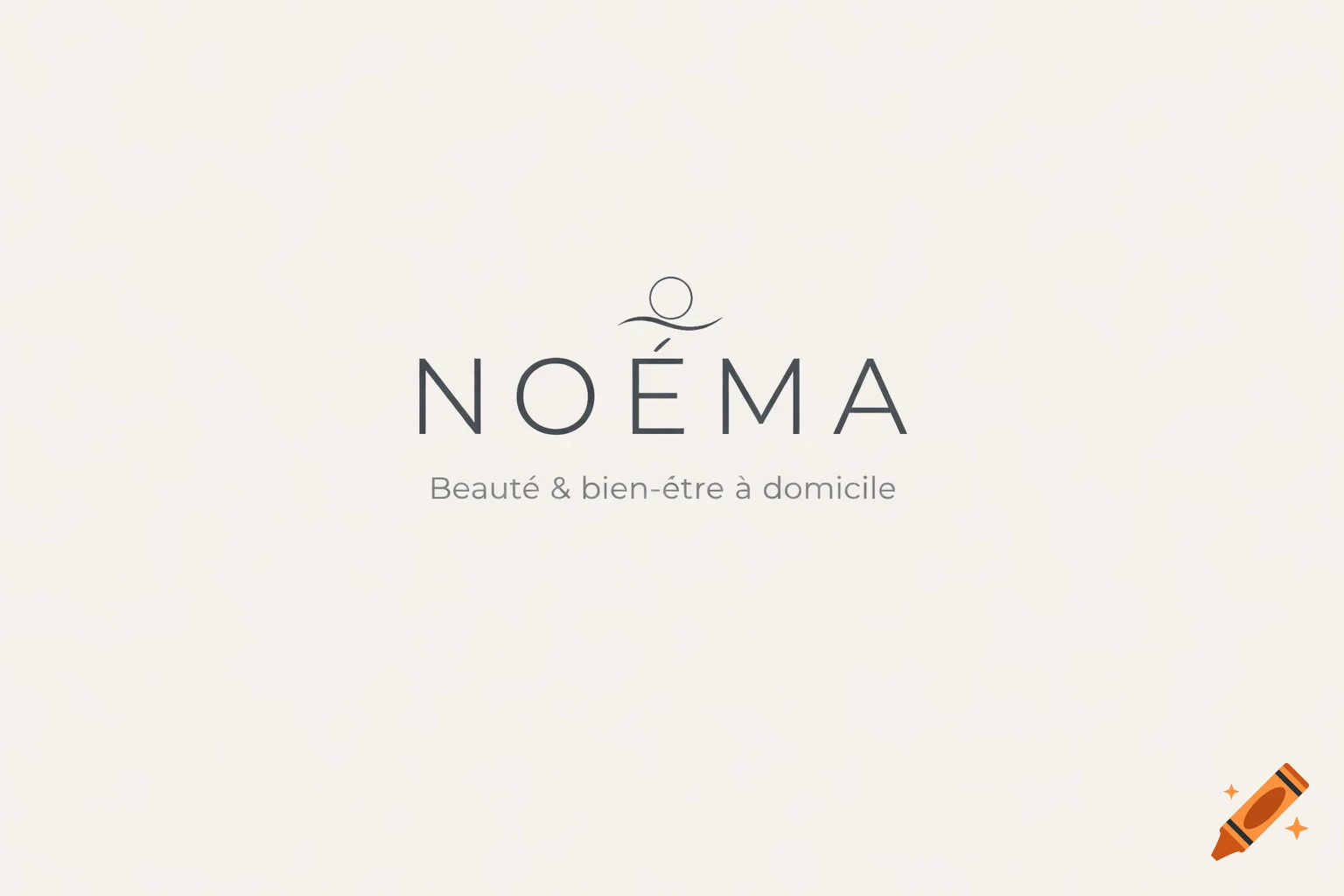 Minimalist NO MA logo with a wave symbol above the text 'Beaut & bien- tre domicile' on an off-white background.
