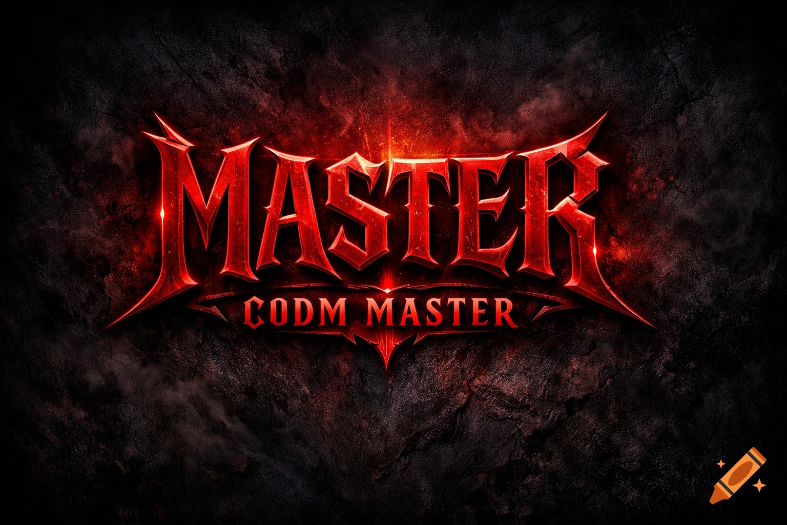 A dark, dramatic logo features the word "MASTER" in glowing red gothic-style text, with "CODM MASTER" below, set against a shadowy texture.