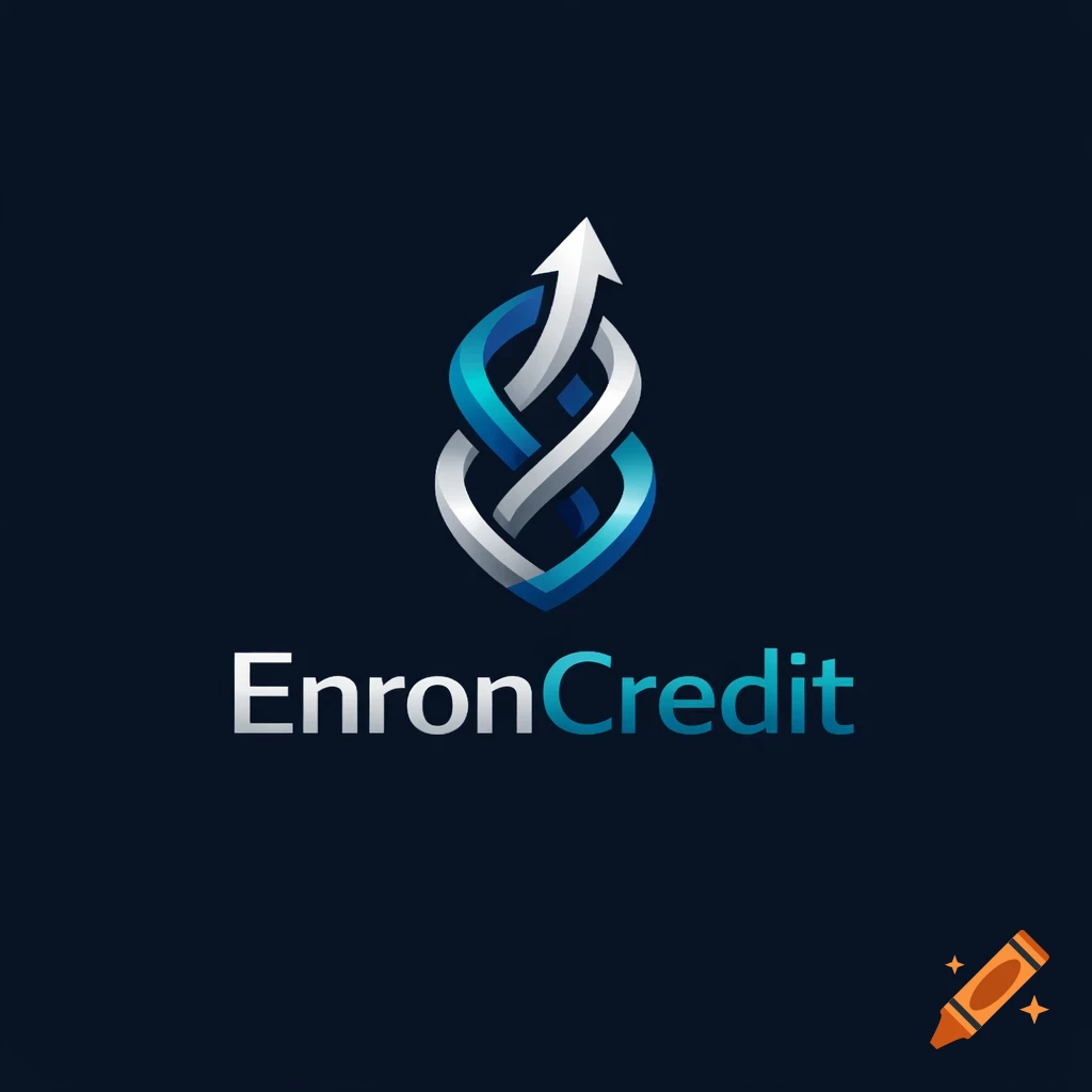 A stylized blue and silver intertwining logo with an upward arrow, above the word EnronCredit.