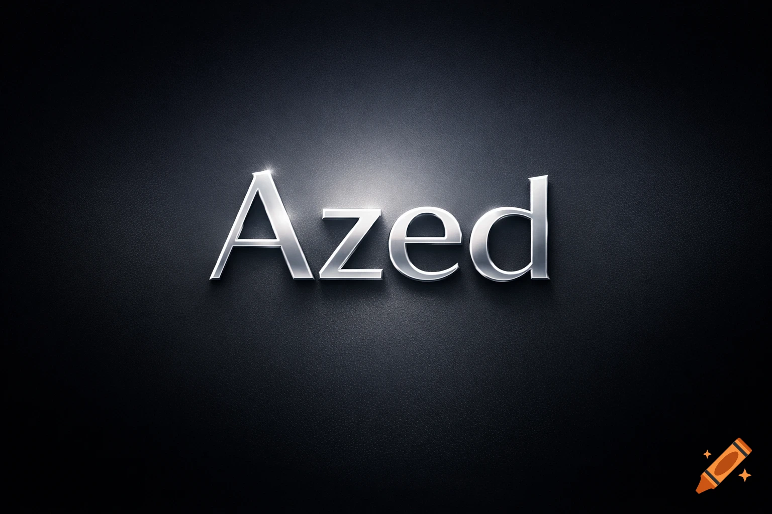 Metallic silver 'Azed' text with a glowing effect on a dark, textured background.