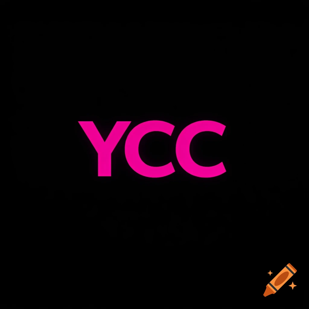 Pink 'YCC' text on a black background, simple logo style.