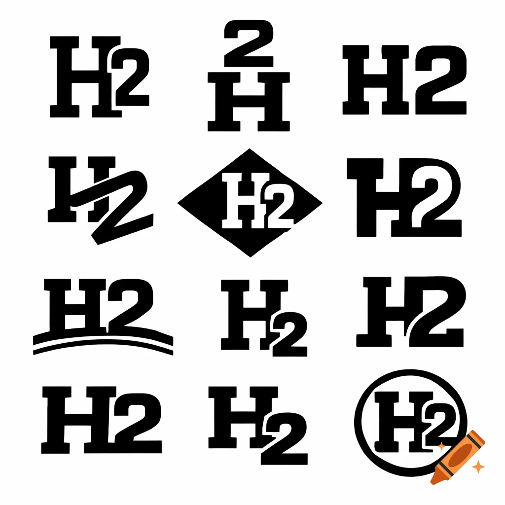 A grid of nine distinct black and white logos featuring the letter H and the number 2 in a western cattle brand style.