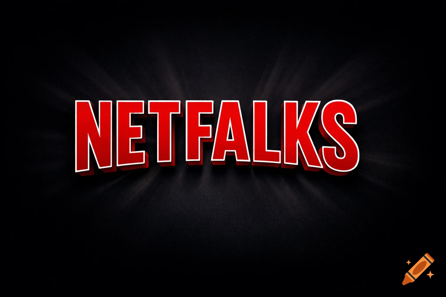 A 3D red text "NETFALKS" with a white outline and shadow on a dark textured background with subtle light rays.