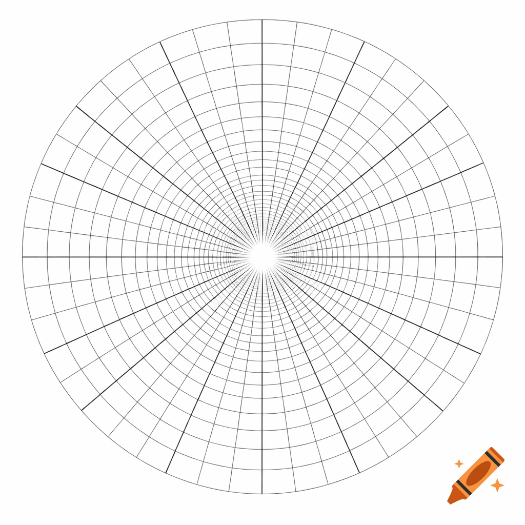 A white circular grid with numerous concentric circles and radial lines converging to a central point.