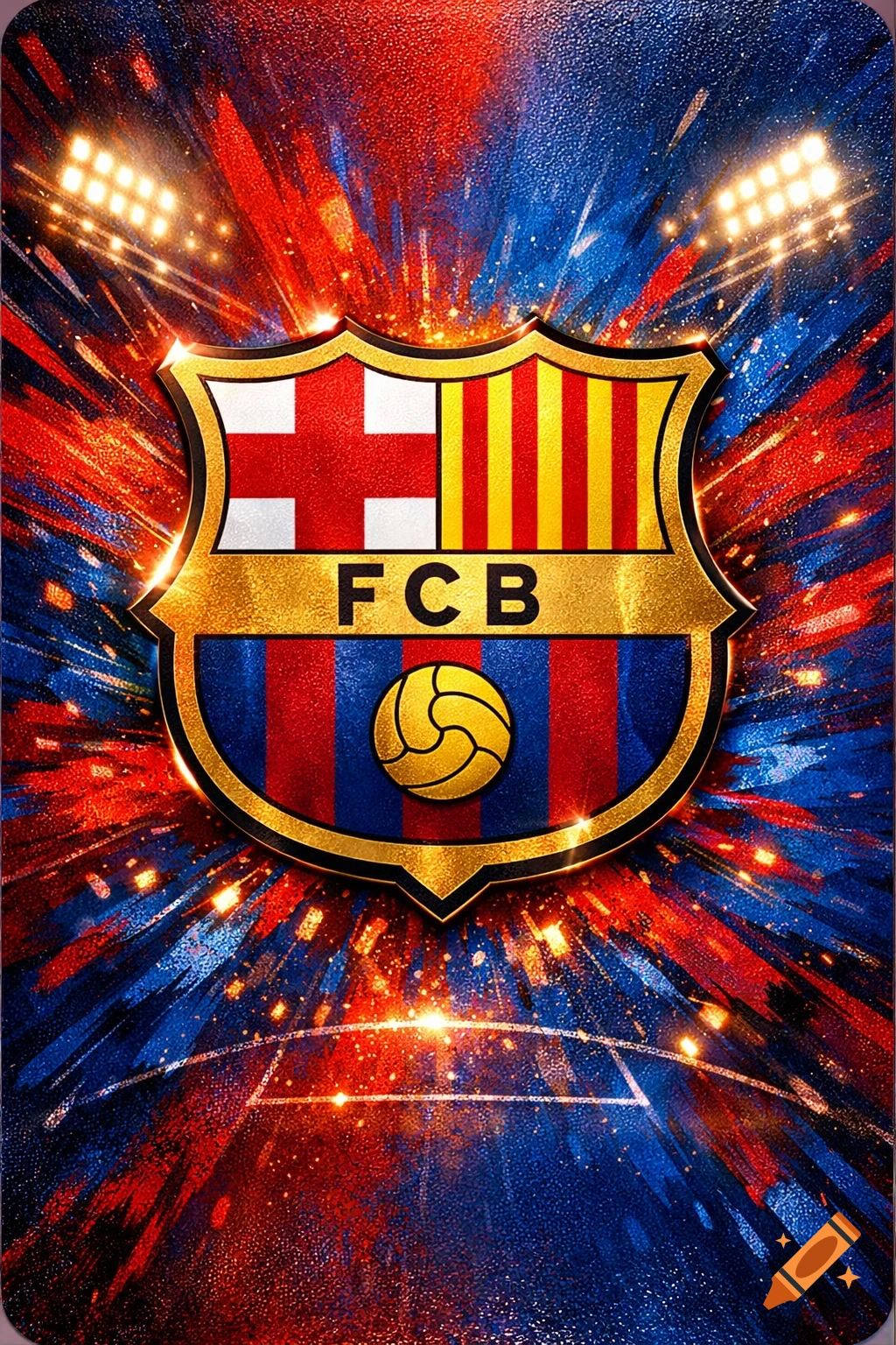 Fcb Graphics/text A vibrant illustration of the golden FC Barcelona logo with