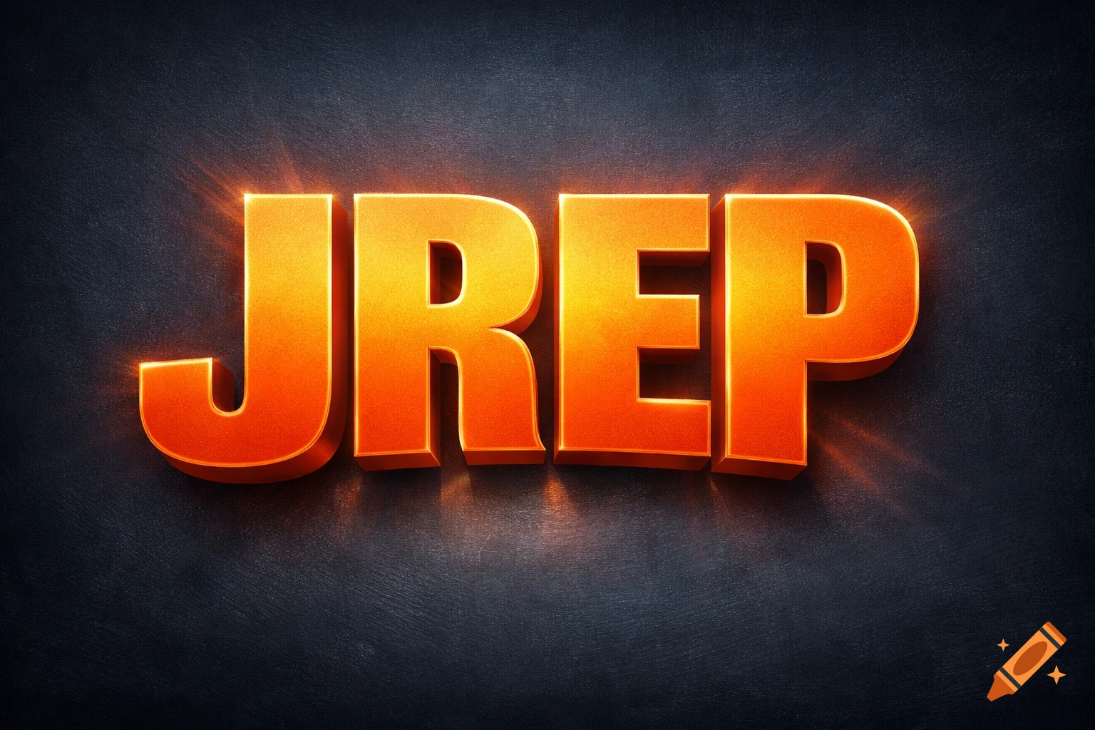 3D orange glowing text spelling JREP on a dark textured background.