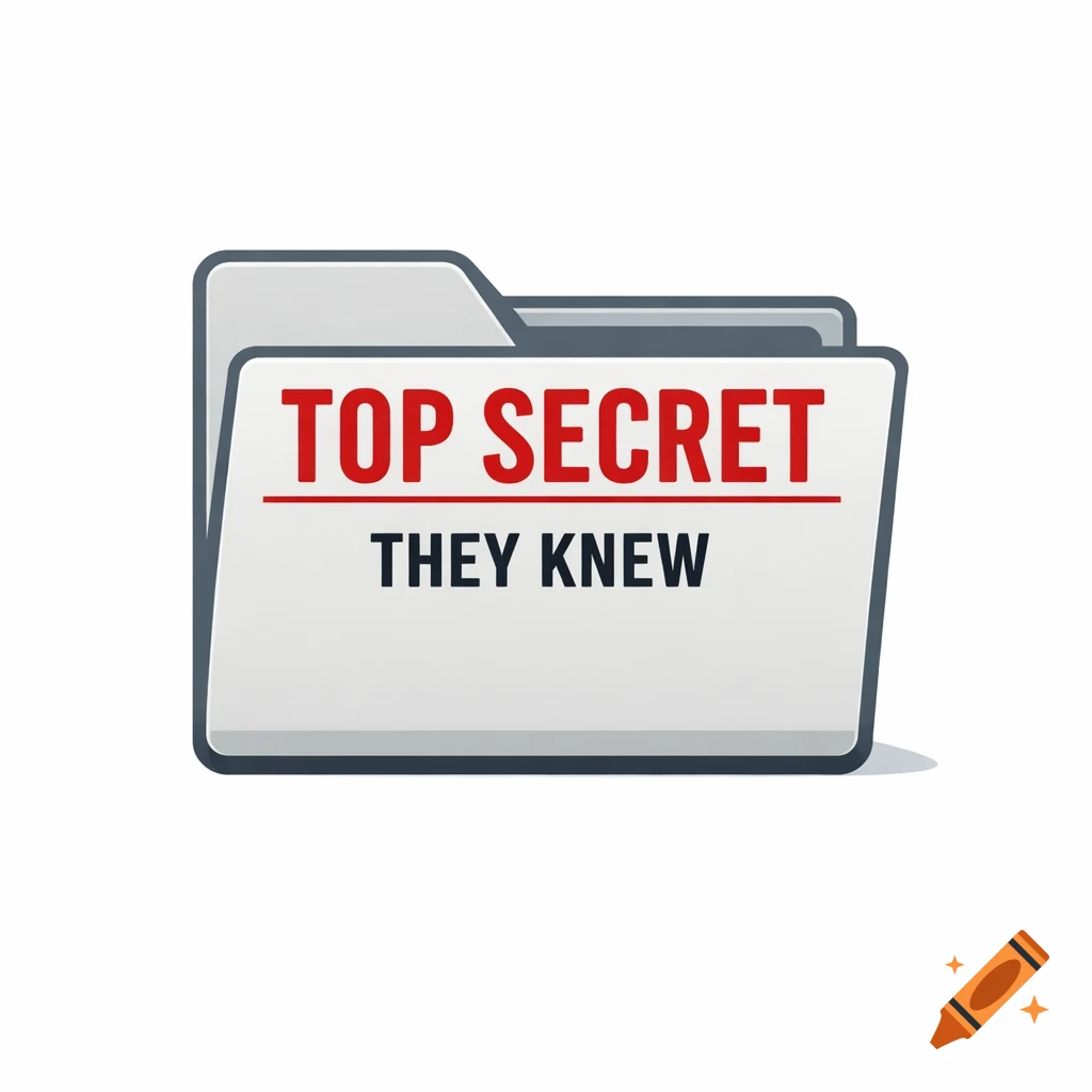 A white file folder with 'TOP SECRET' in red text and 'THEY KNEW' in black text.