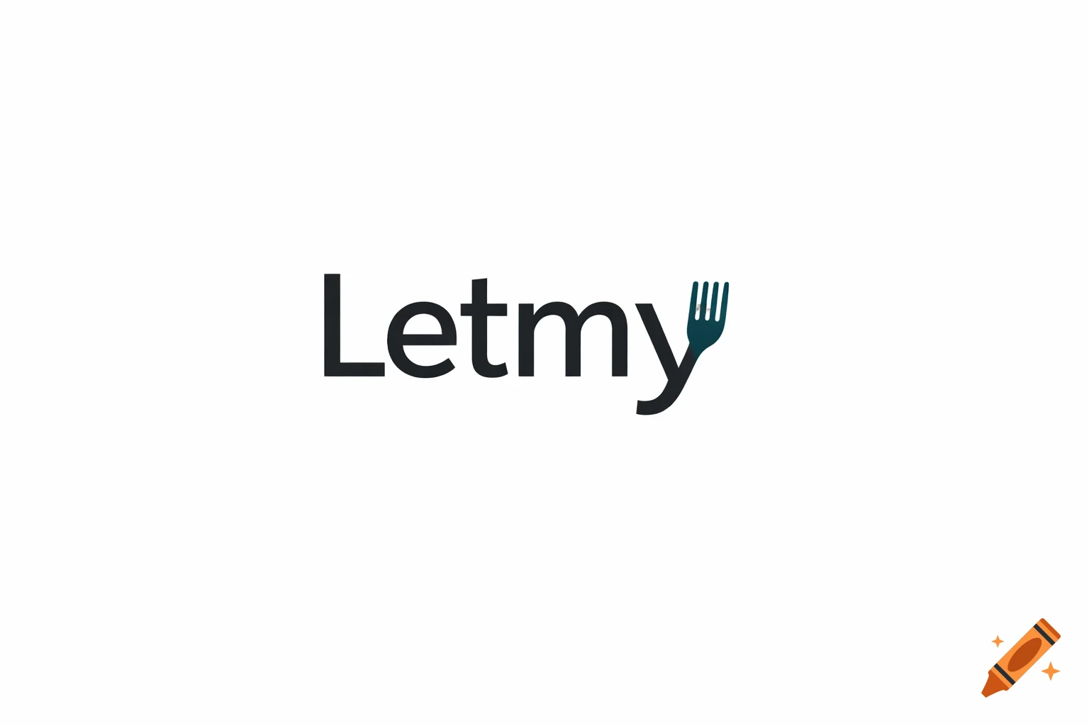 Minimalist black and dark teal 'Letmy' logo, with a fork integrated into the letter 'y', on a white background.