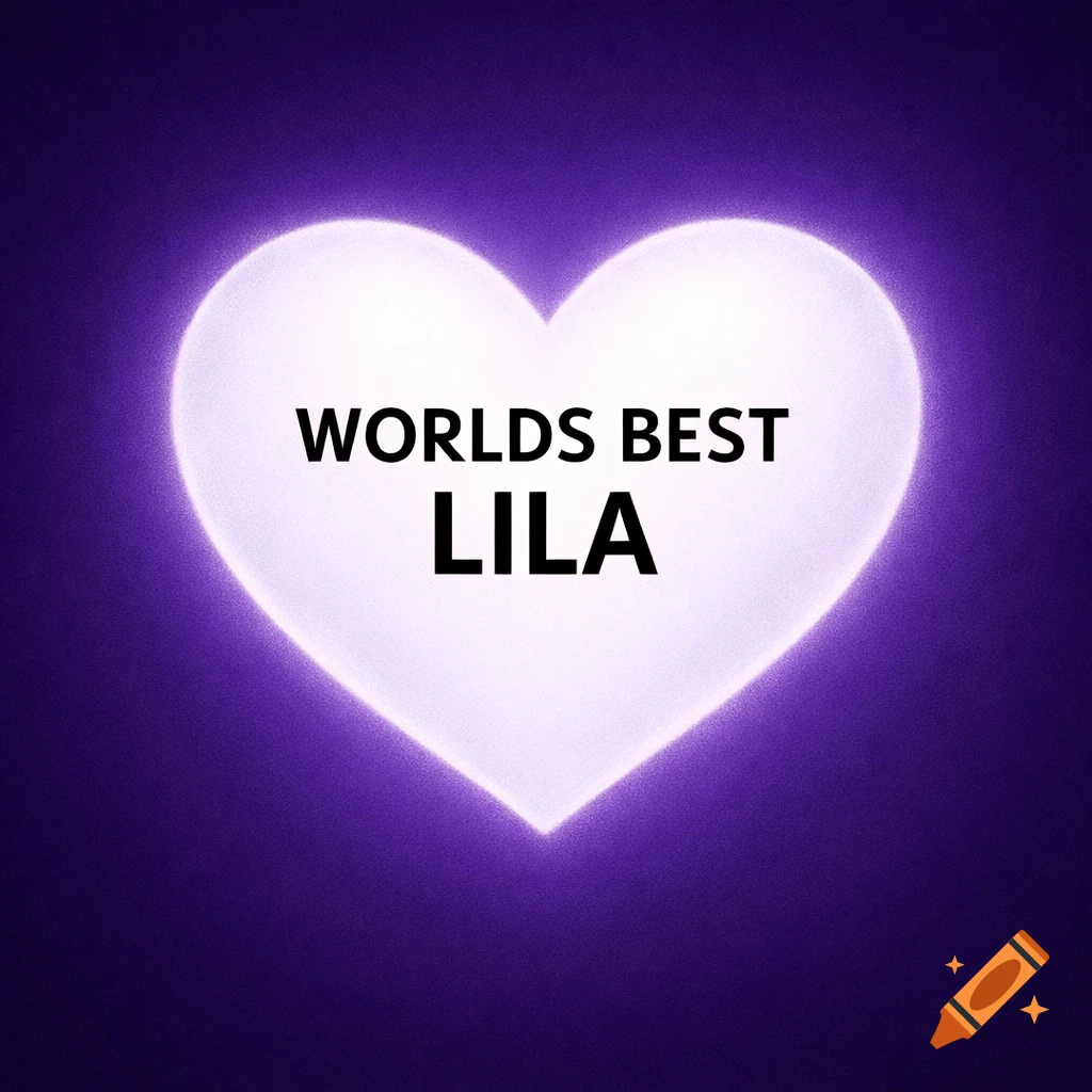 A glowing white heart on a purple background with the text 'WORLDS BEST LILA' inside.