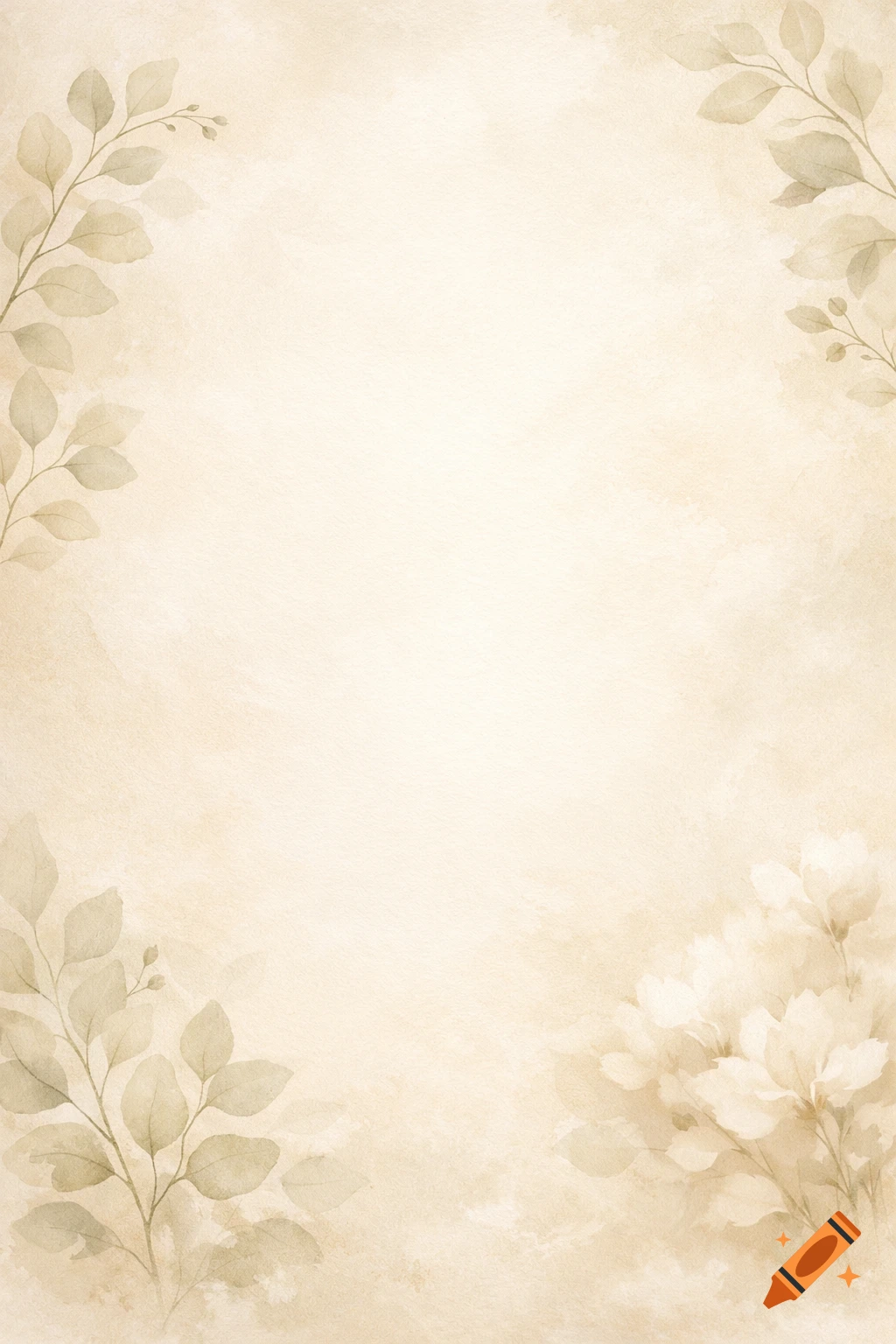 Minimalist watercolor card background in warm cream and beige, featuring delicate eucalyptus leaves and soft floral elements.