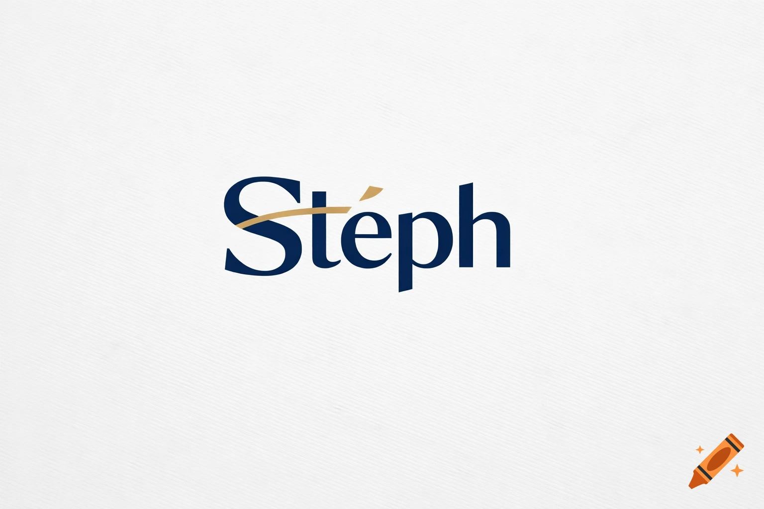 Dark blue logo with the word 'Stéph' and a golden line.