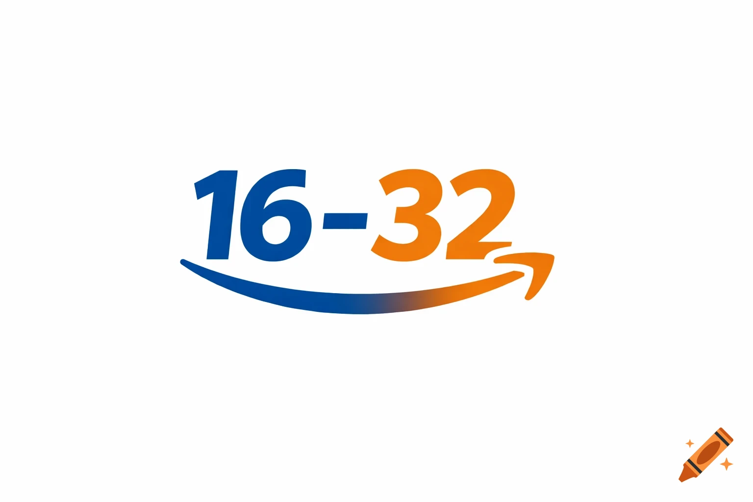 A logo with the numbers 16-32 in blue and orange, with a curved blue and orange arrow underneath.